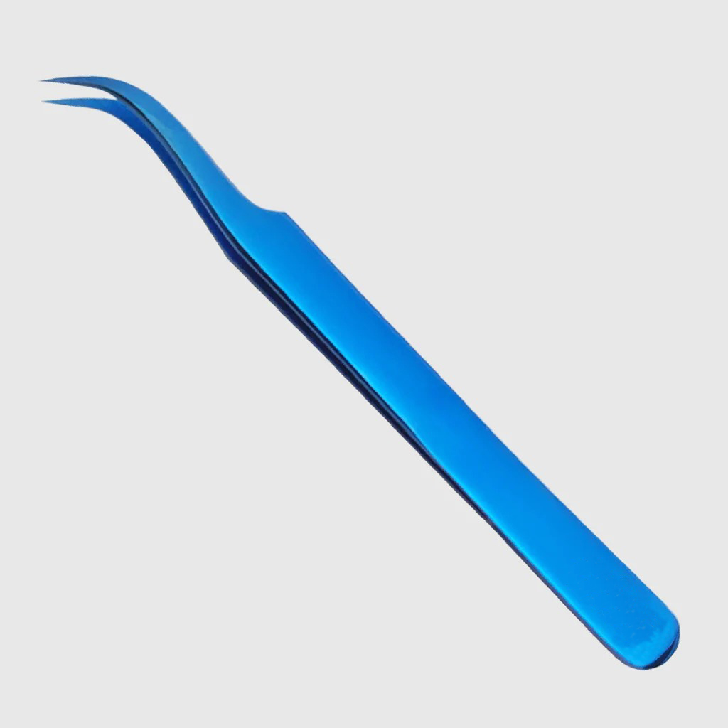 7A-Curved Cloudy-Blue Coated Tweezer